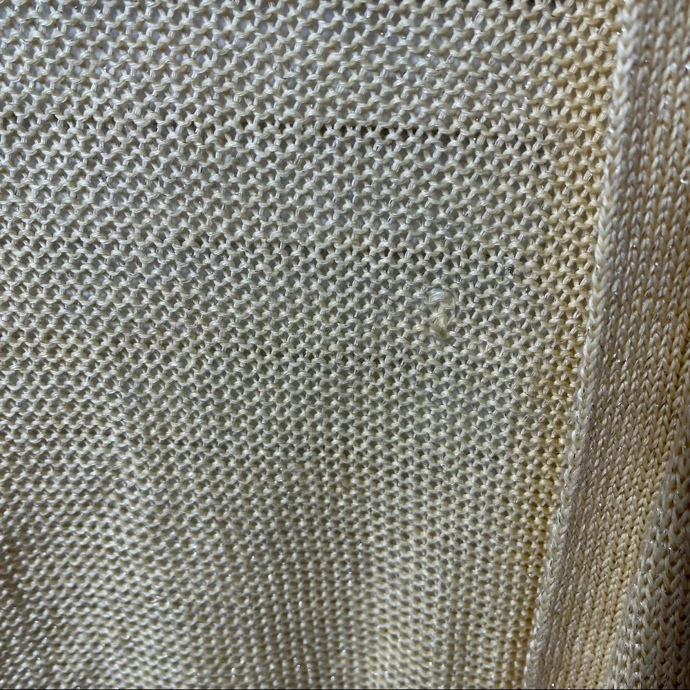 Chico’s Loose Knit Yellow Short Sleeve Cardigan, Size 1 - Picture 11 of 11